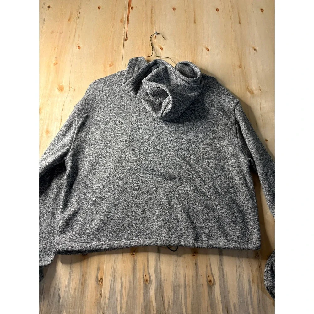 Pink Victoria's Secret Womens Marled Knit Hoodie Grey Pullover Logo Patch Medium